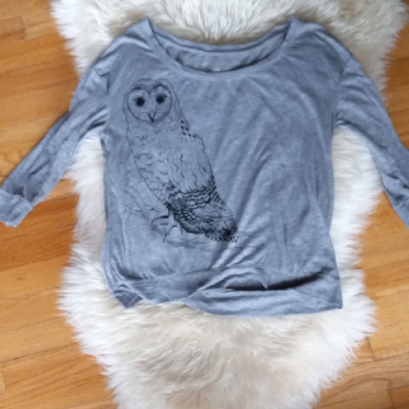 American Eagle Owl Graphic 3/4-sleeve Tee Sz M - Picture 1 of 4